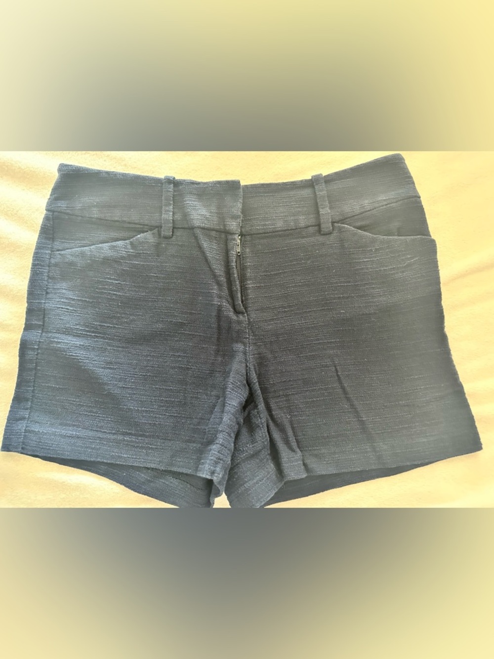 Ann Taylor Navy Textured Cotton Blend Dress Shorts